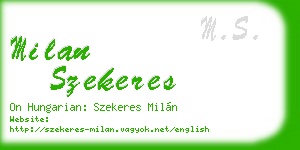 milan szekeres business card