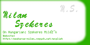 milan szekeres business card